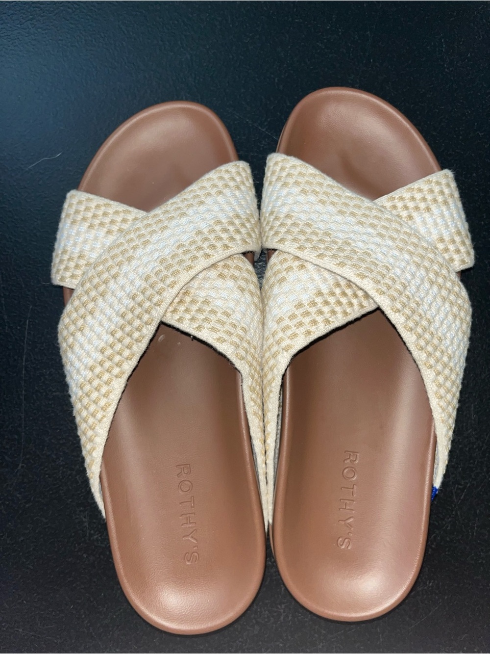 Rothy’s The Weekend Slide Sandals in Vanilla Cone-size 8 1/2